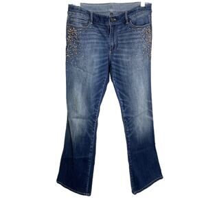 The‎ Boot Women's Jeans Blue Hi-Rise Denim  Light Wash W/ Gem Embellished Size 8